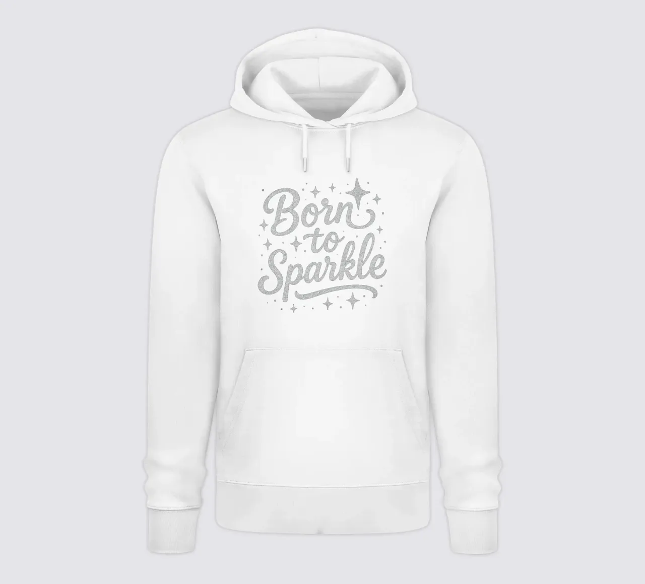 Messaggio "Born to sparkle" (nato per brillare) in lettere d'argento lucido felpa con cappuccio da DesignDoodle