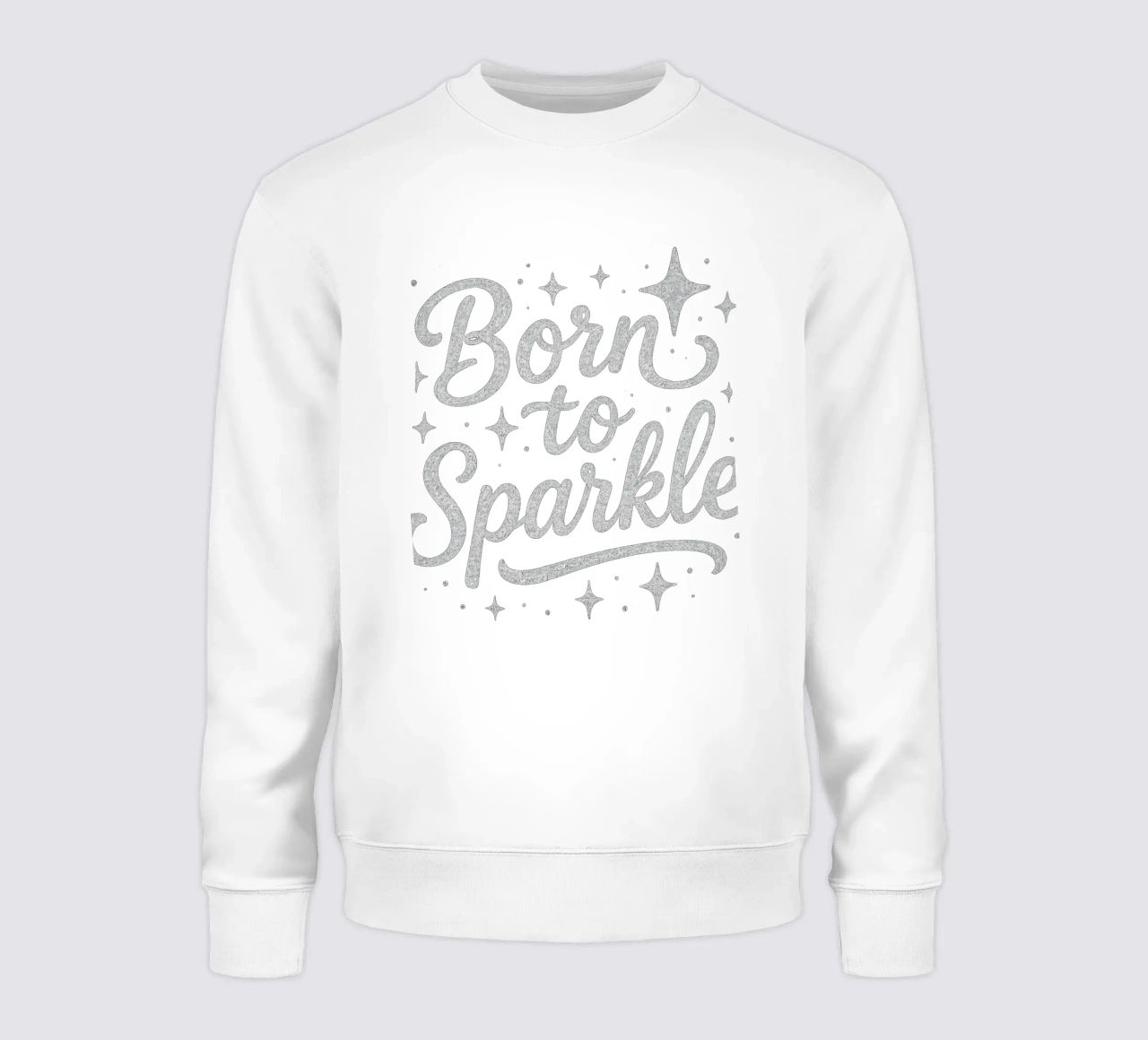 Messaggio "Born to sparkle" (nato per brillare) in lettere d'argento lucido felpa da DesignDoodle