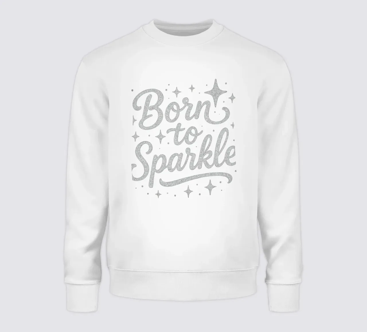 Messaggio "Born to sparkle" (nato per brillare) in lettere d'argento lucido felpa da DesignDoodle
