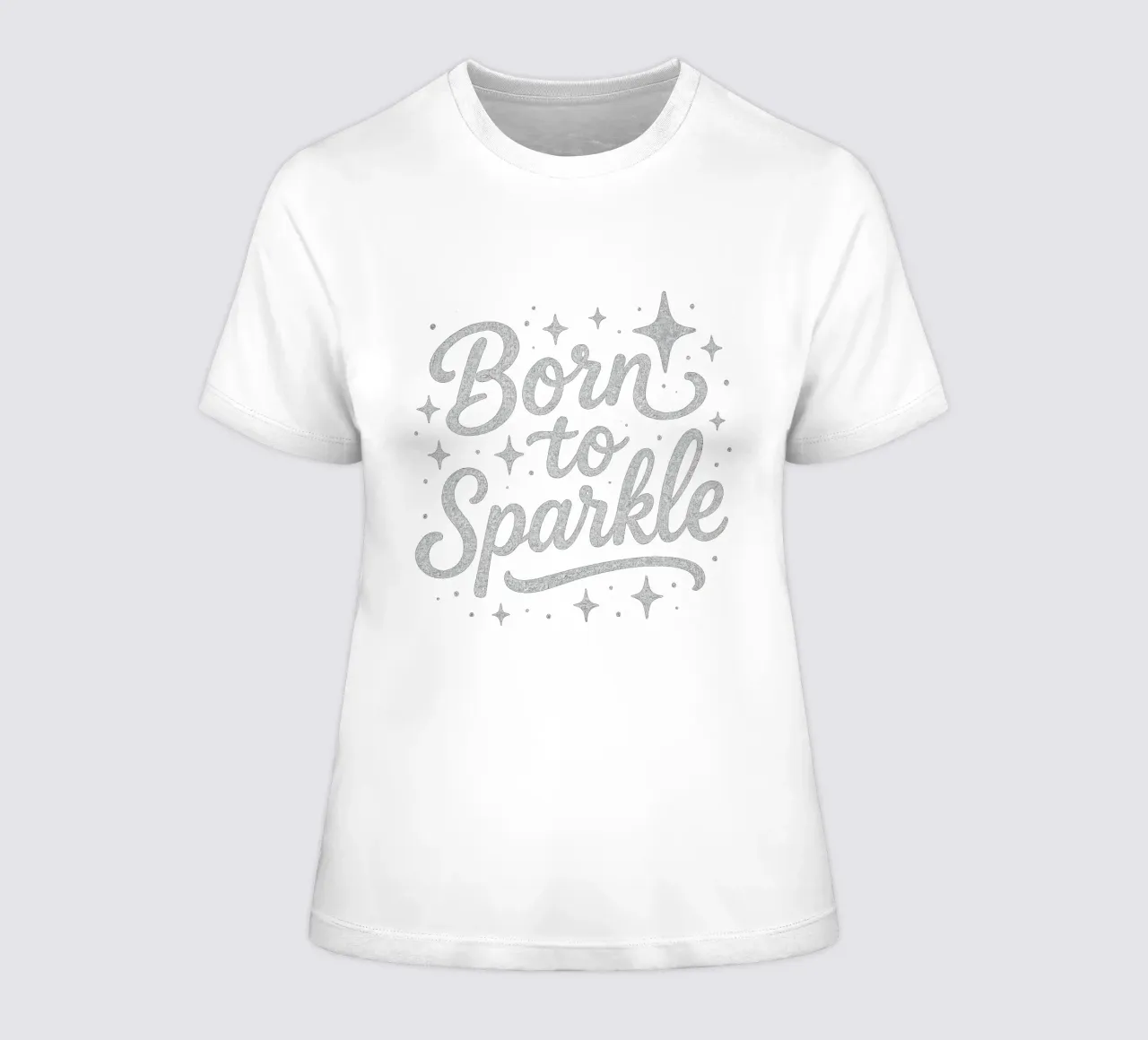 Messaggio "Born to sparkle" (nato per brillare) in lettere d'argento lucido t-shirt da donna da DesignDoodle