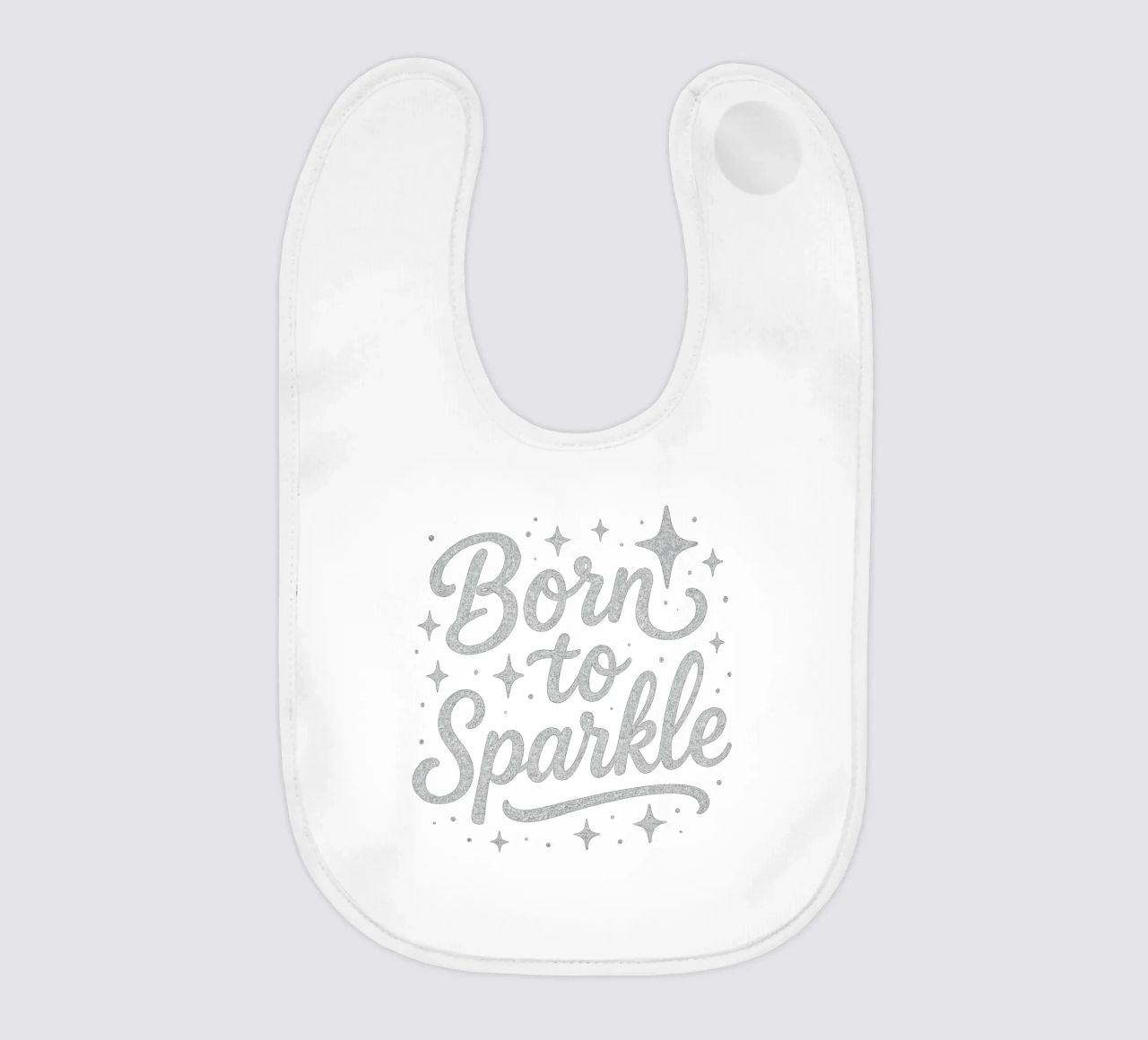 Messaggio "Born to sparkle" (nato per brillare) in lettere d'argento lucido bavaglino da DesignDoodle