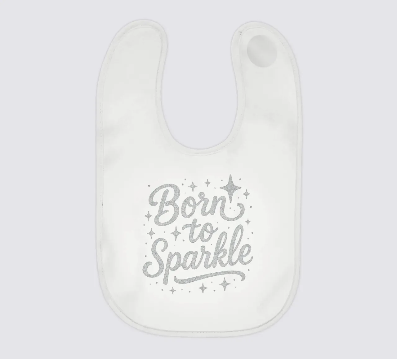 Messaggio "Born to sparkle" (nato per brillare) in lettere d'argento lucido bavaglino da DesignDoodle
