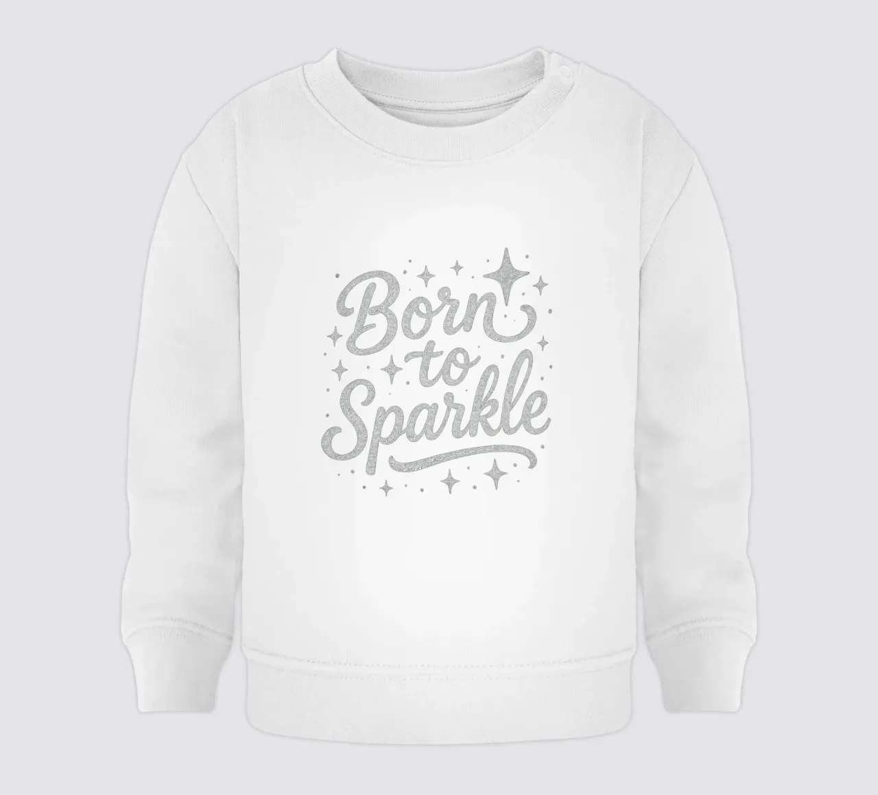 Messaggio "Born to sparkle" (nato per brillare) in lettere d'argento lucido felpa neonato da DesignDoodle