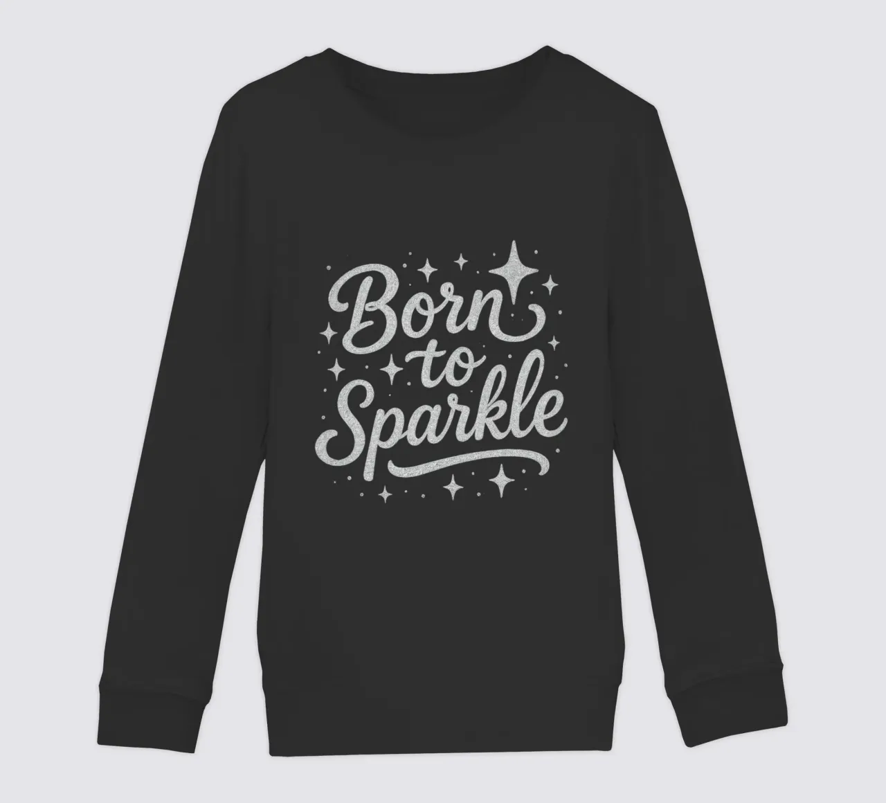 Messaggio "Born to sparkle" (nato per brillare) in lettere d'argento lucido felpa bambino da DesignDoodle