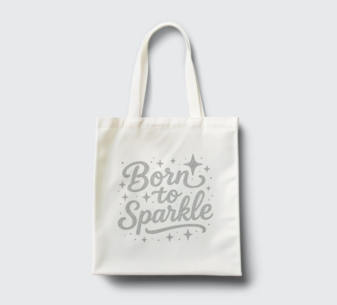 Messaggio "Born to sparkle" (nato per brillare) in lettere d'argento lucido borsa in juta da DesignDoodle