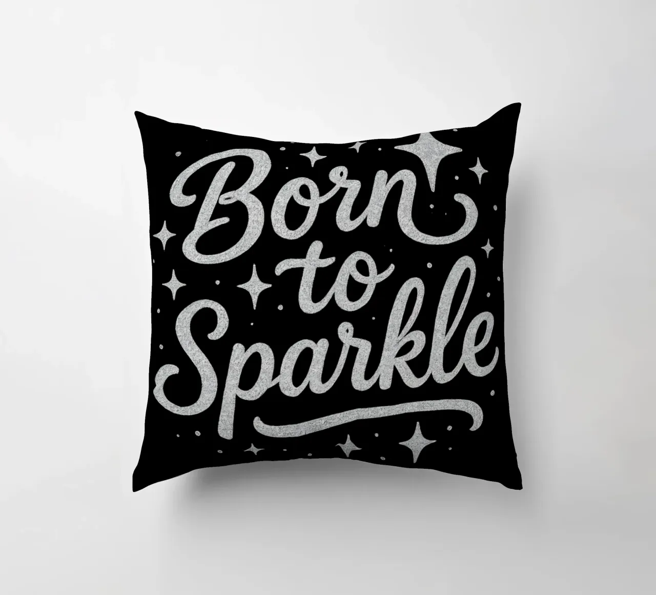 Messaggio "Born to sparkle" (nato per brillare) in lettere d'argento lucido cuscino da DesignDoodle