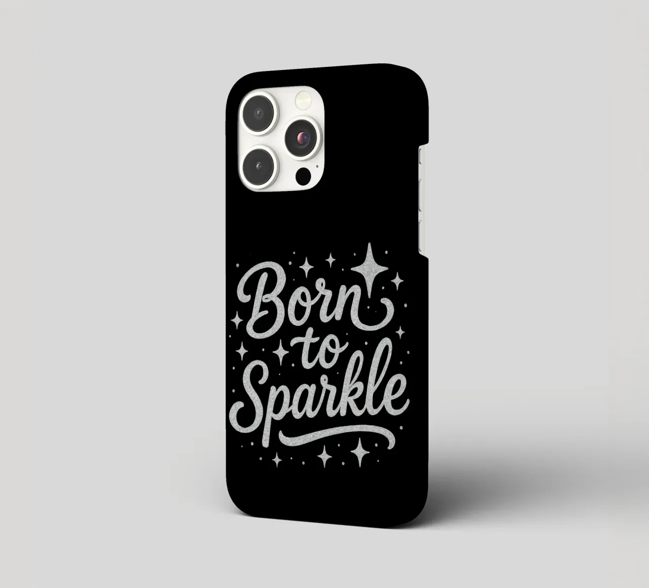 Messaggio "Born to sparkle" (nato per brillare) in lettere d'argento lucido cover iphone da DesignDoodle