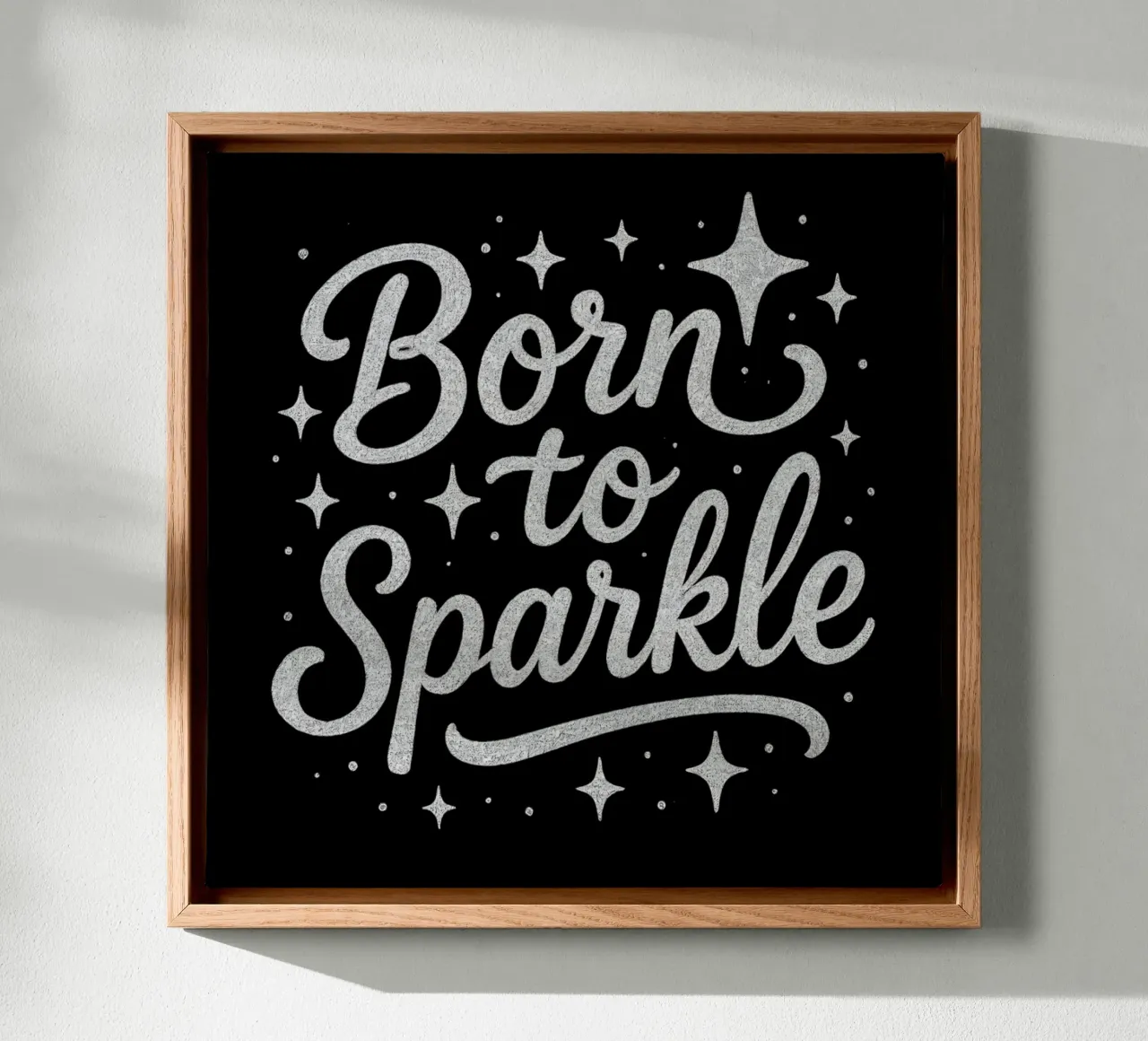 Messaggio "Born to sparkle" (nato per brillare) in lettere d'argento lucido tela da DesignDoodle