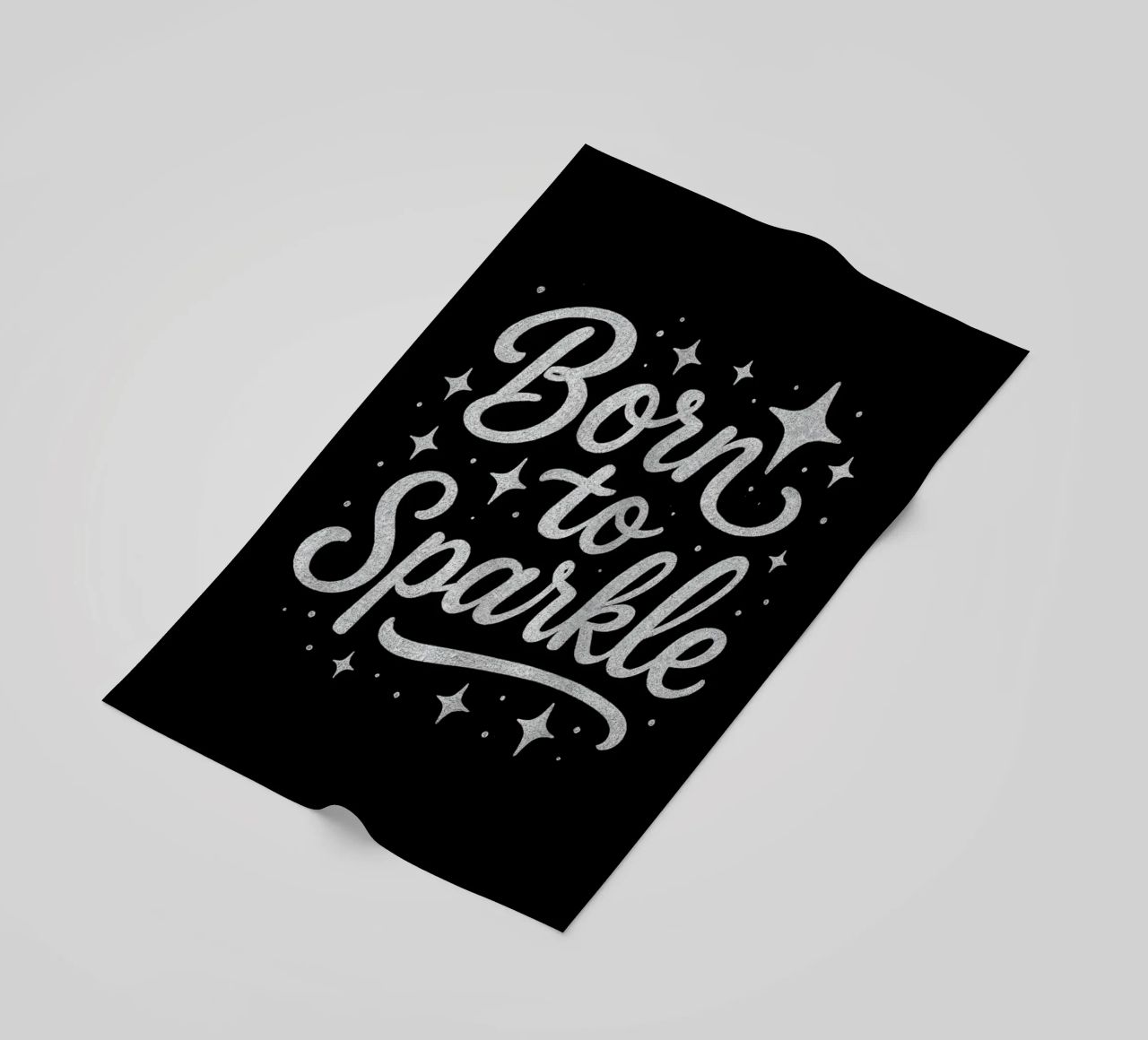 Messaggio "Born to sparkle" (nato per brillare) in lettere d'argento lucido telo mare da DesignDoodle