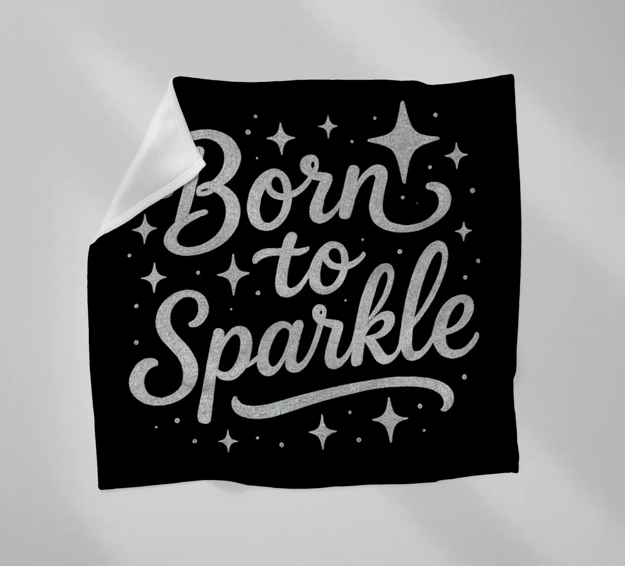 Mensaje Born to sparkle en letras plateadas brillantes manta de franela de DesignDoodle