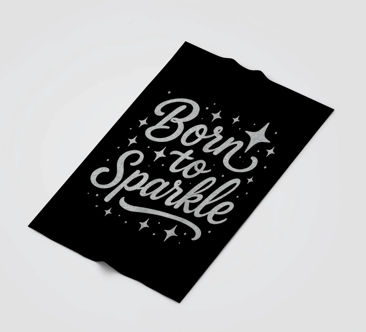 Messaggio "Born to sparkle" (nato per brillare) in lettere d'argento lucido coperta in pile da DesignDoodle