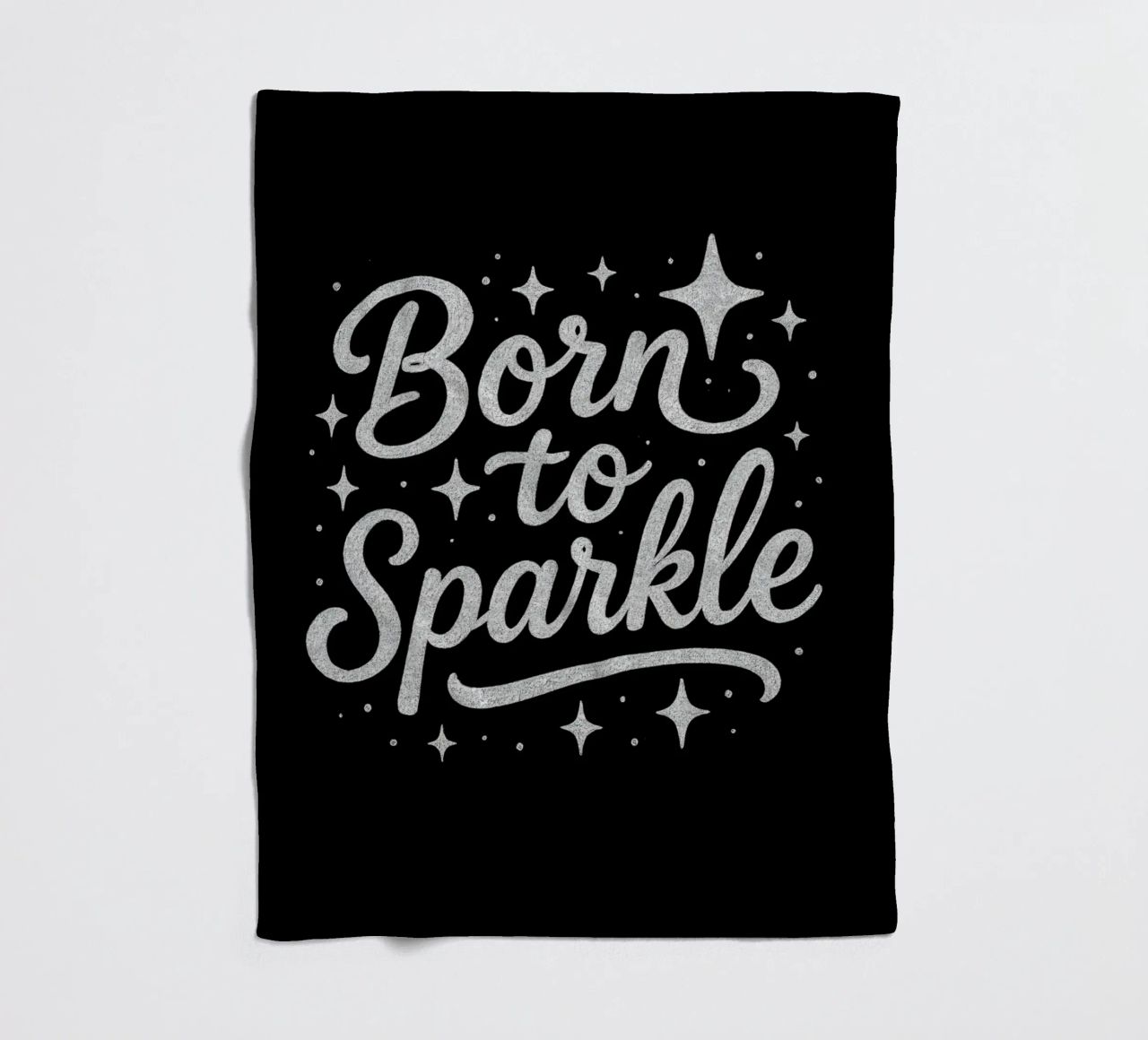 Messaggio "Born to sparkle" (nato per brillare) in lettere d'argento lucido coperta in pile da DesignDoodle