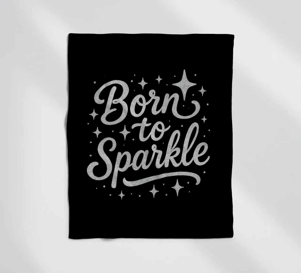 Mensaje Born to sparkle en letras plateadas brillantes manta de franela de DesignDoodle