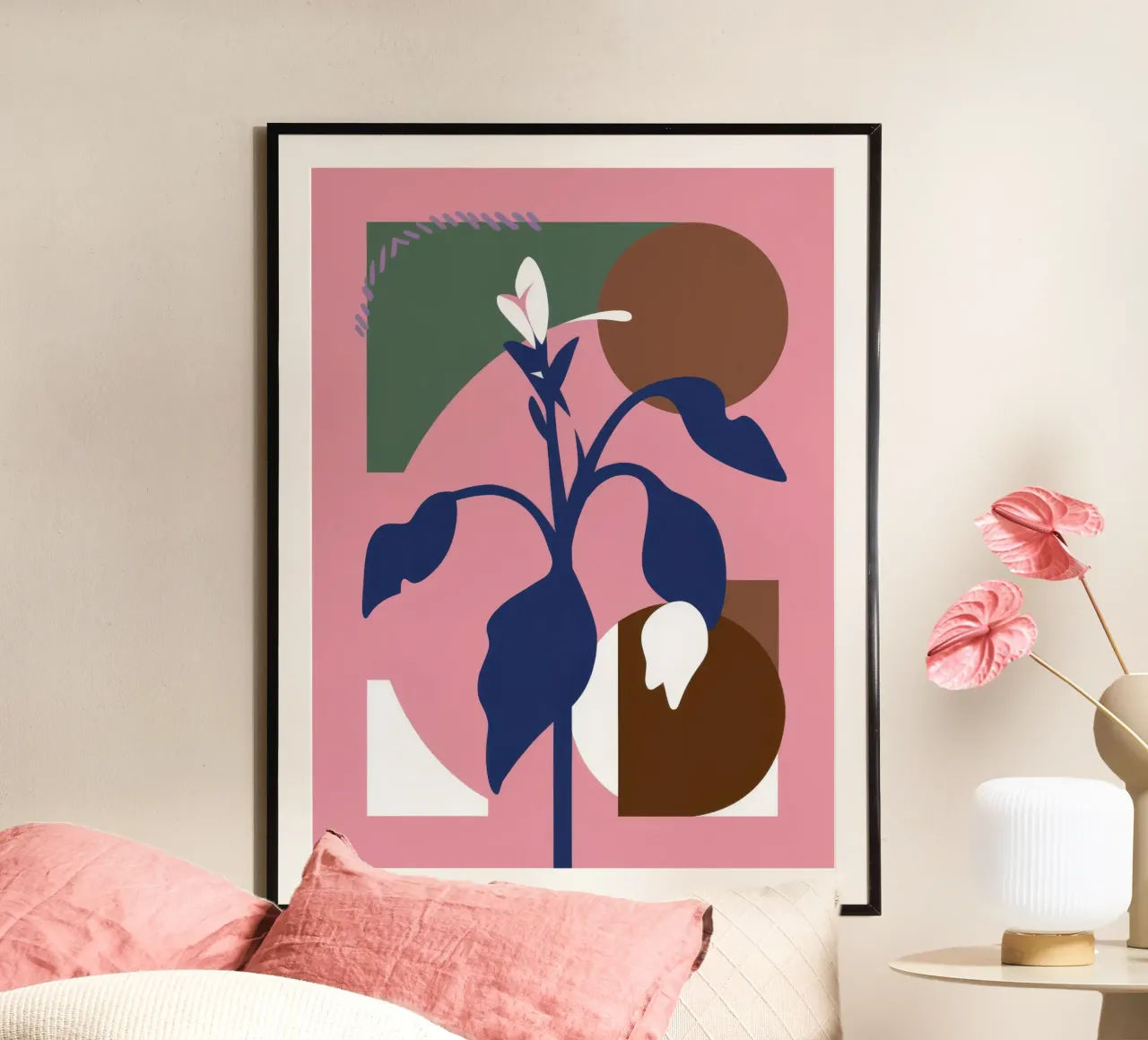 Dusky Plant Serenity poster with aluminum frame by Terra Tone