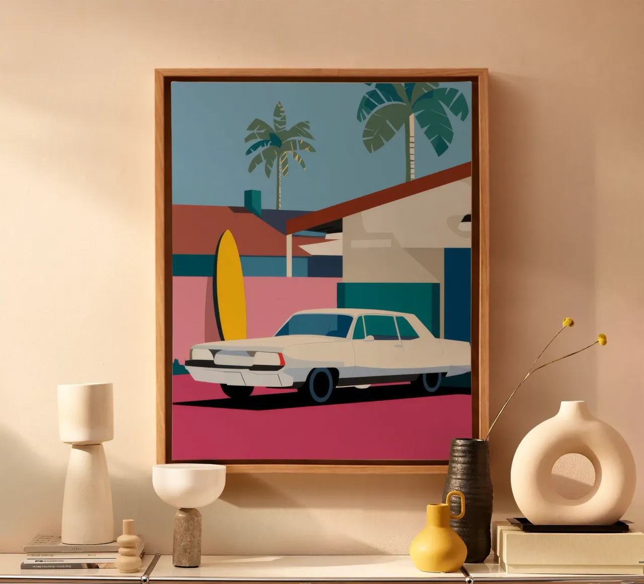 Retro kustcruiser canvas met Baklijst van Stone Patina