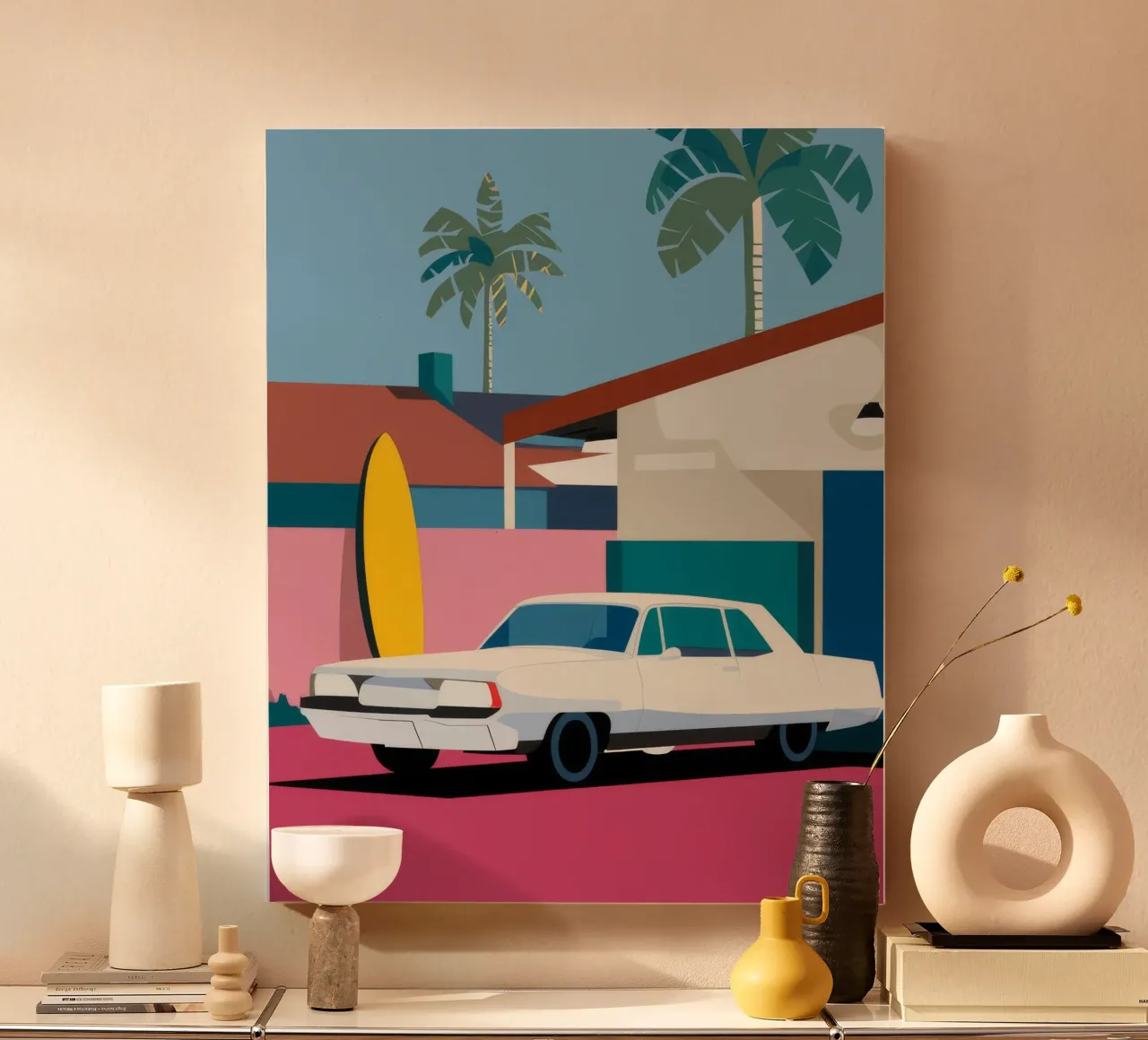 Retro kustcruiser canvas met Baklijst van Stone Patina