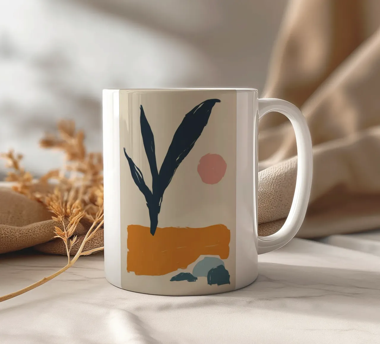 Astratto vegetale terroso tazza in ceramica da Terra Tone