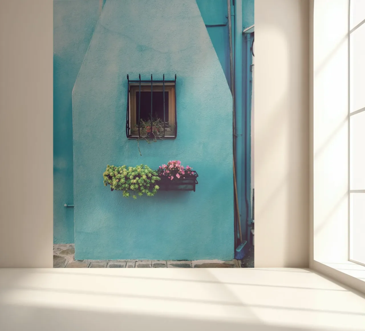 single window fotobehang van Bleu