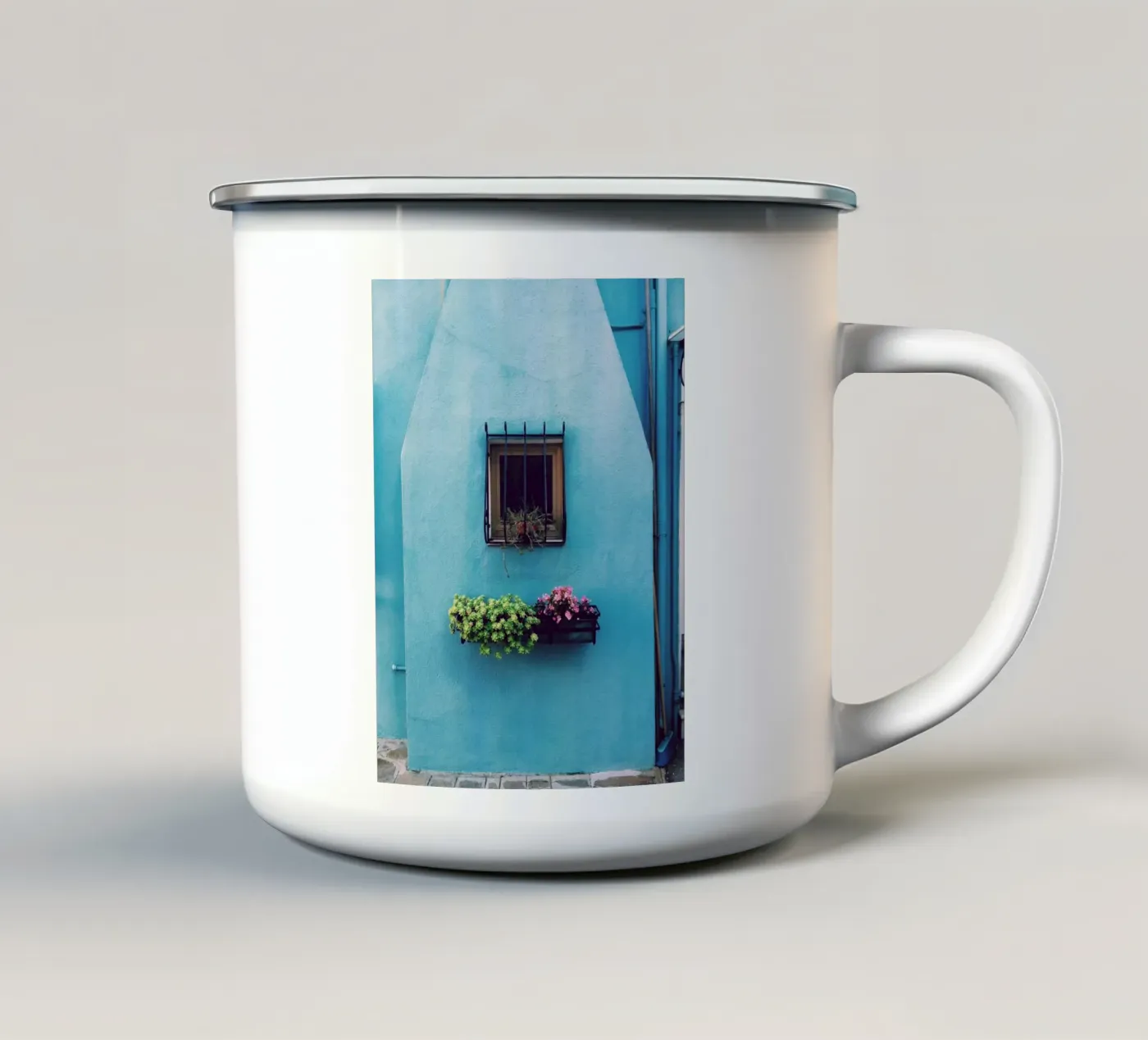 single window enamel mug by Bleu