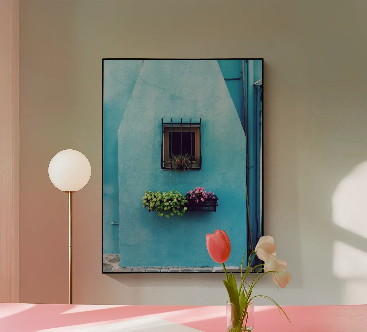 enkel venster acryl van Bleu