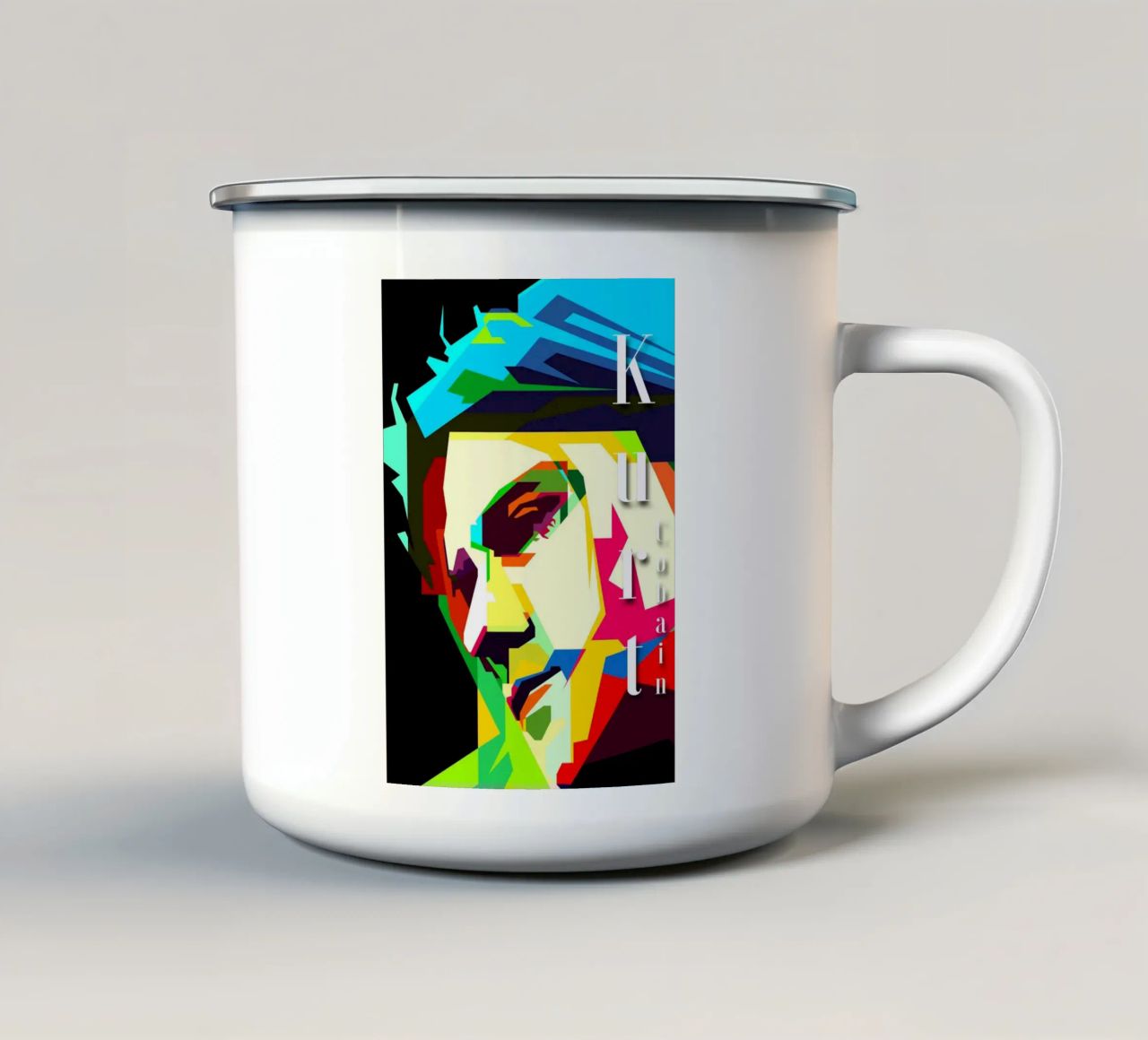 Kurt Cobain Nirvana Zanger Muzikant WPAP Nu Trending emaille mok van Artkreator