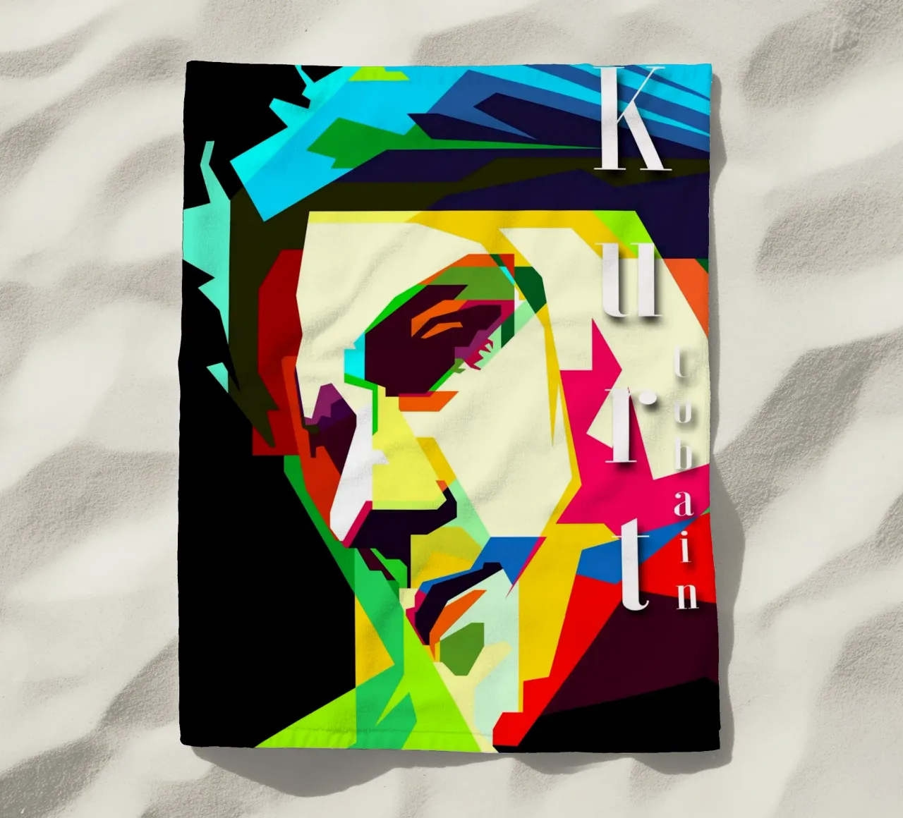 Kurt Cobain Nirvana Cantante Músico WPAP Trending Now toalla de playa de Artkreator
