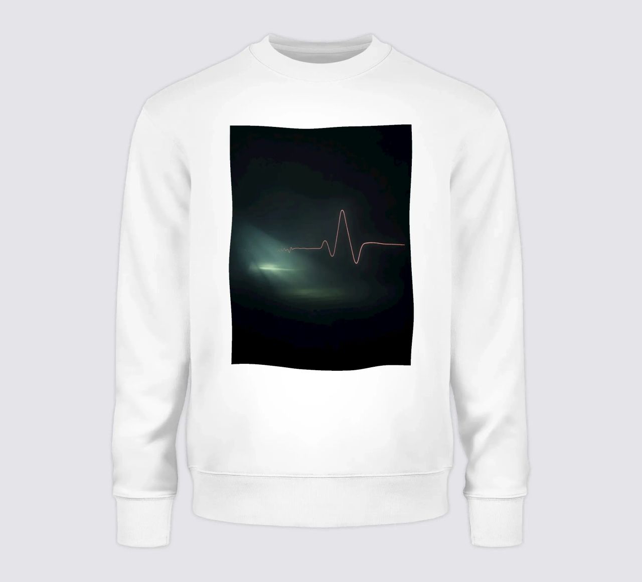 Lichtsporen creëren een pulsgolfvormig effect in een donkere atmosfeer sweatshirt van DesignDoodle