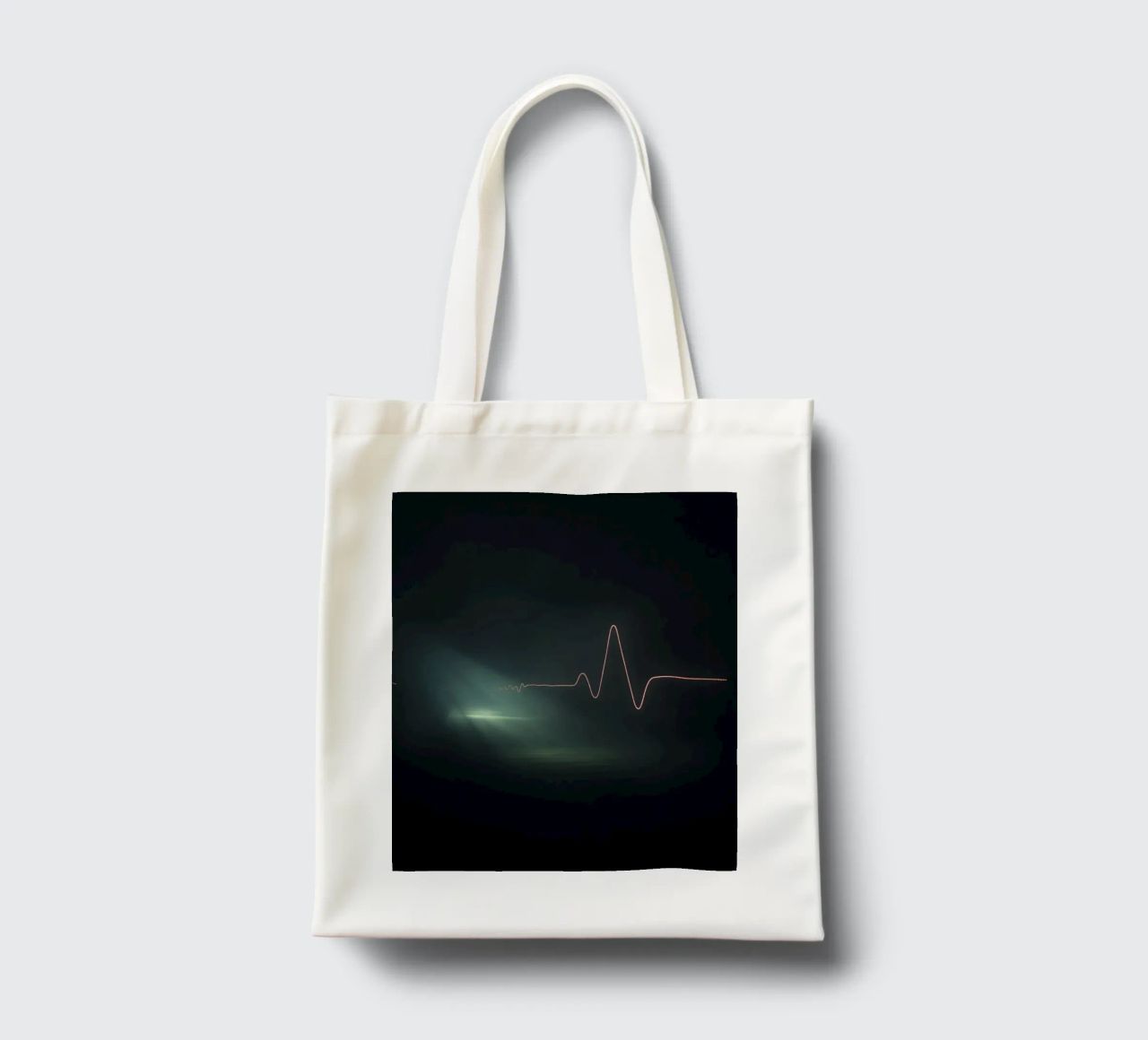 Le scie luminose creano un effetto di forma d'onda a impulsi in un'atmosfera buia. borsa in juta da DesignDoodle