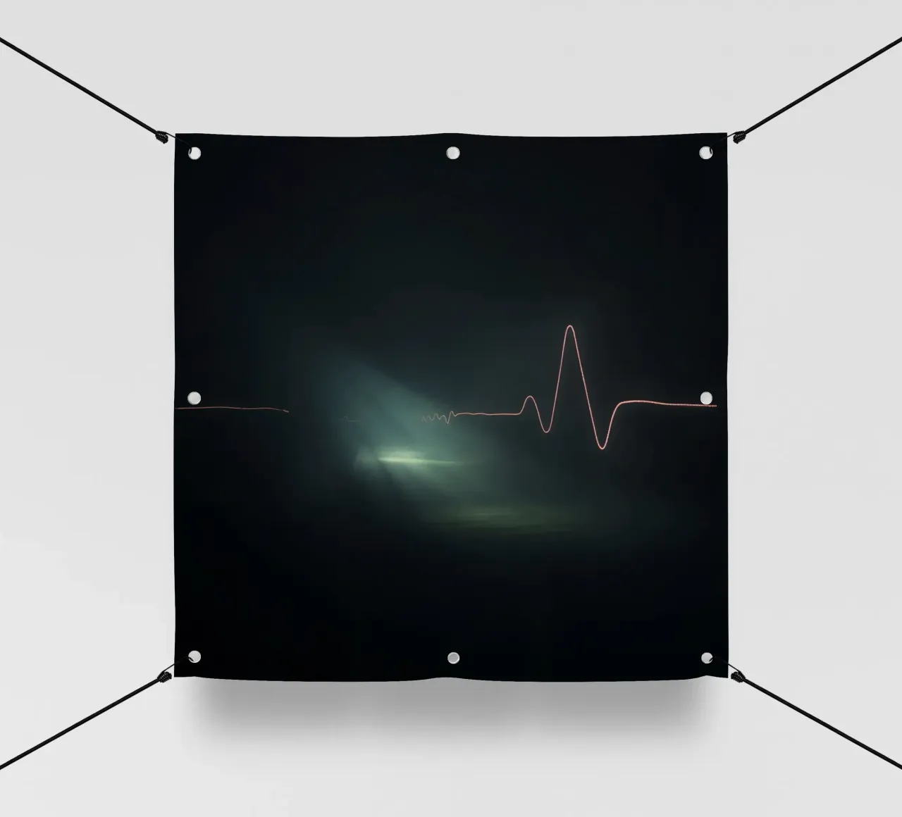 Las estelas de luz crean un efecto de onda de pulso en una atmósfera oscura lonas publicitarias de DesignDoodle