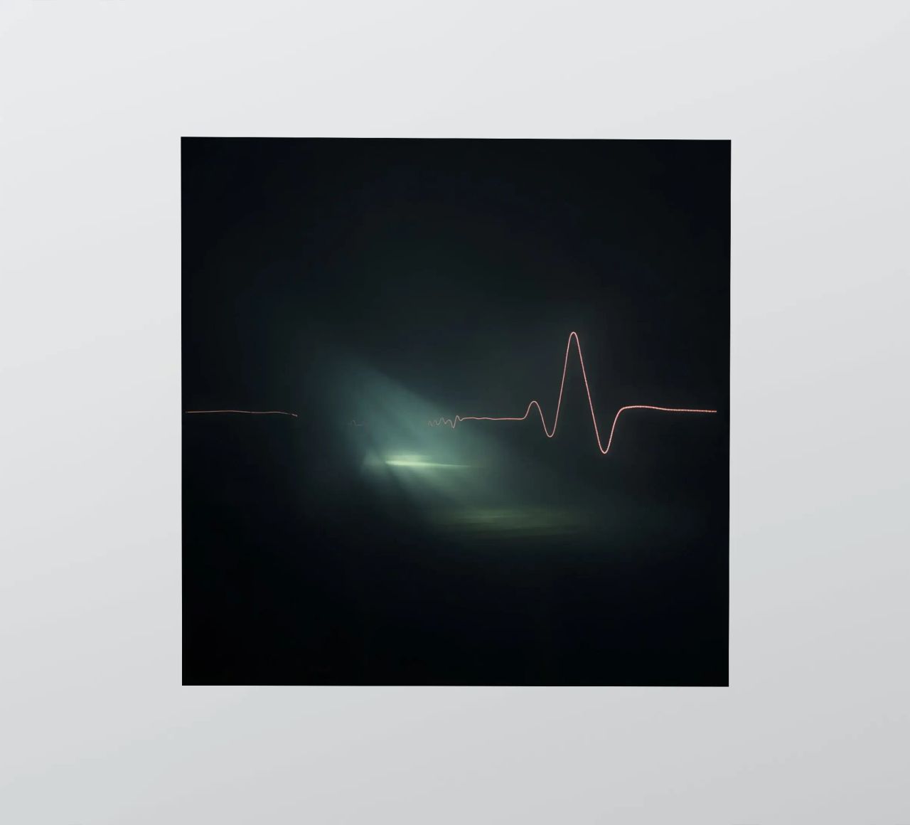 Light trails create a pulse waveform effect in a dark atmos sticker by DesignDoodle