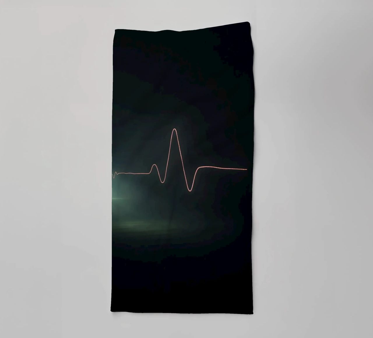 Light trails create a pulse waveform effect in a dark atmos towel by DesignDoodle