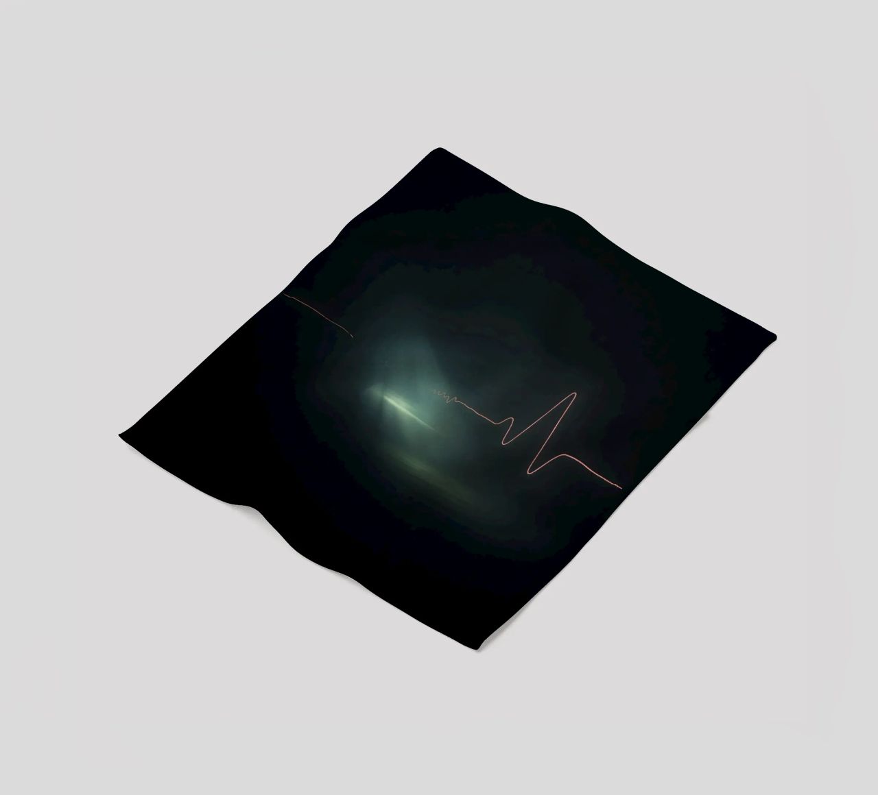 Light trails create a pulse waveform effect in a dark atmos fleece blanket by DesignDoodle