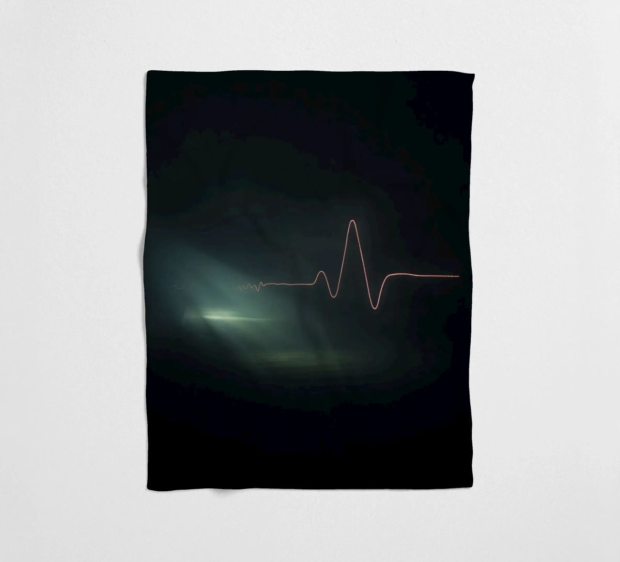 Light trails create a pulse waveform effect in a dark atmos fleece blanket by DesignDoodle