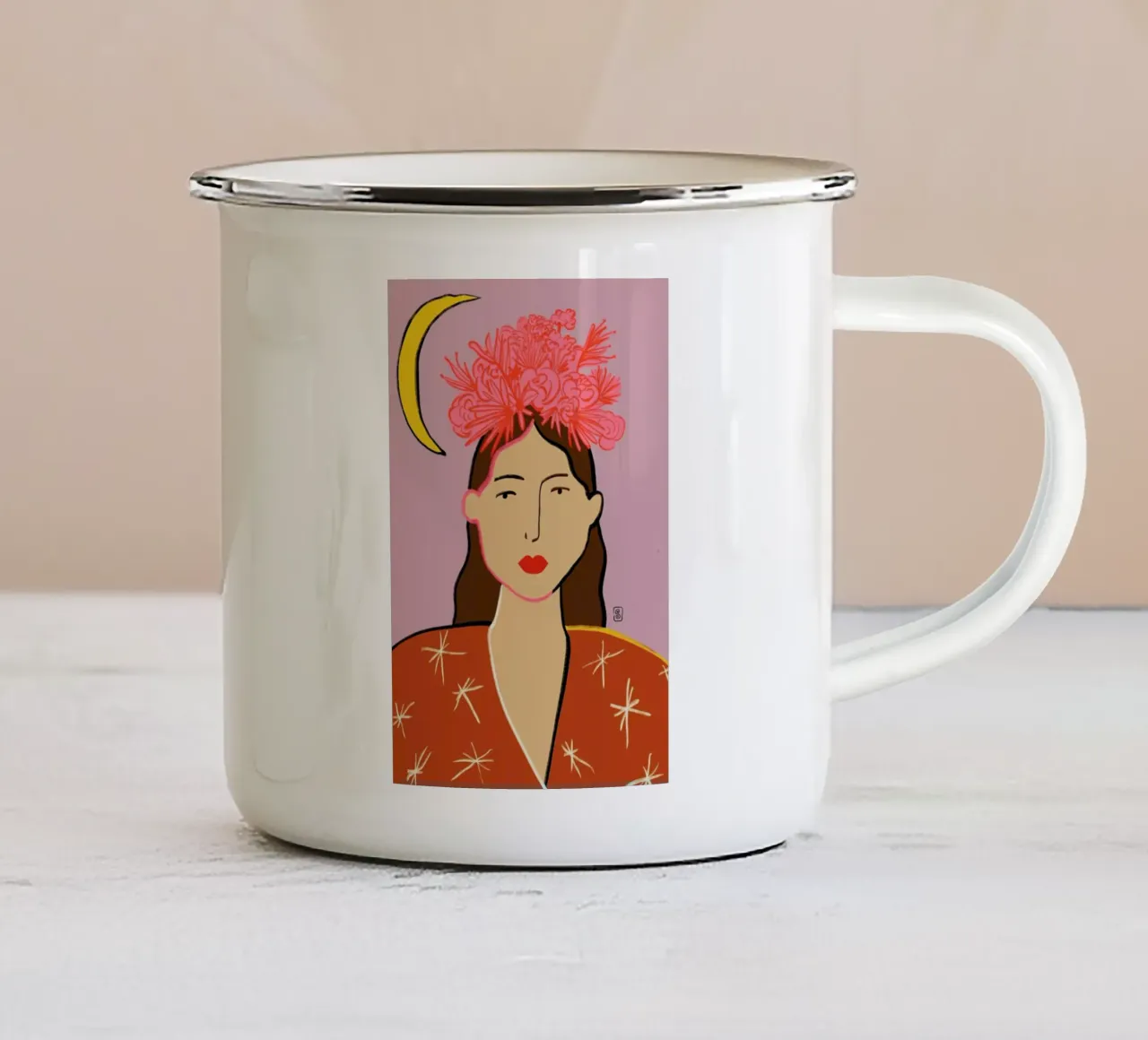 Flower Crown tazza in smalto da Sandra Poliakov