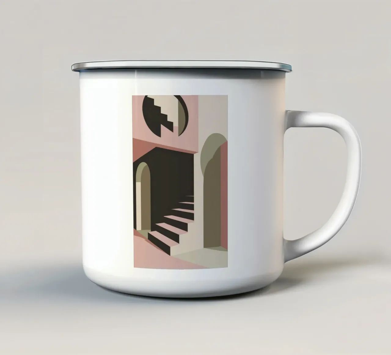 Pastell-Treppen-Illusion Emaille Tasse von Stone Patina