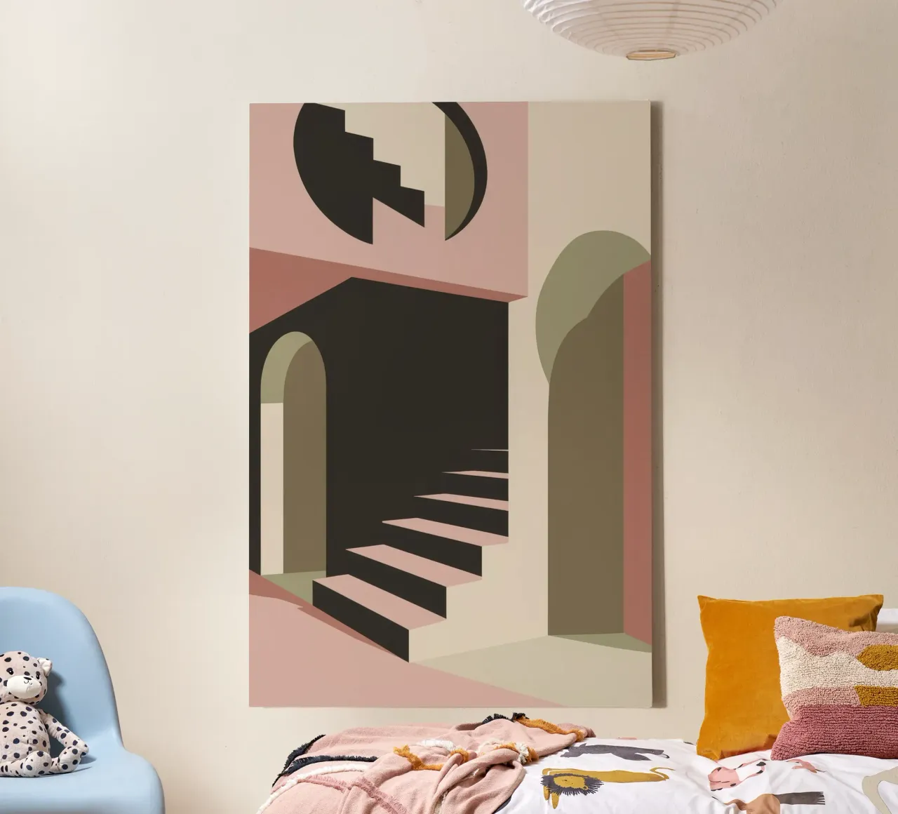 Illusione della scala pastello tela con Cornice a cassetta da Stone Patina