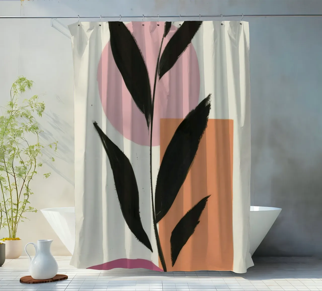 Minimalist Leaf Solitude shower curtain by Terra Tone