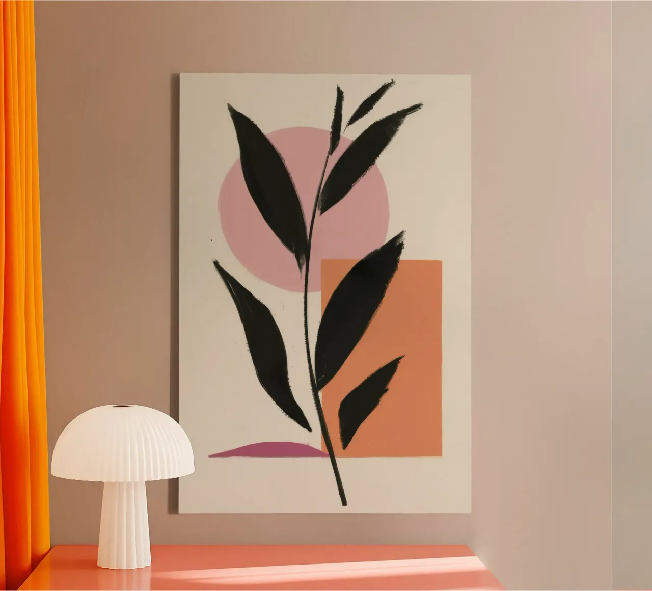 Minimalist Leaf Solitude canvas with Floater frame by Terra Tone
