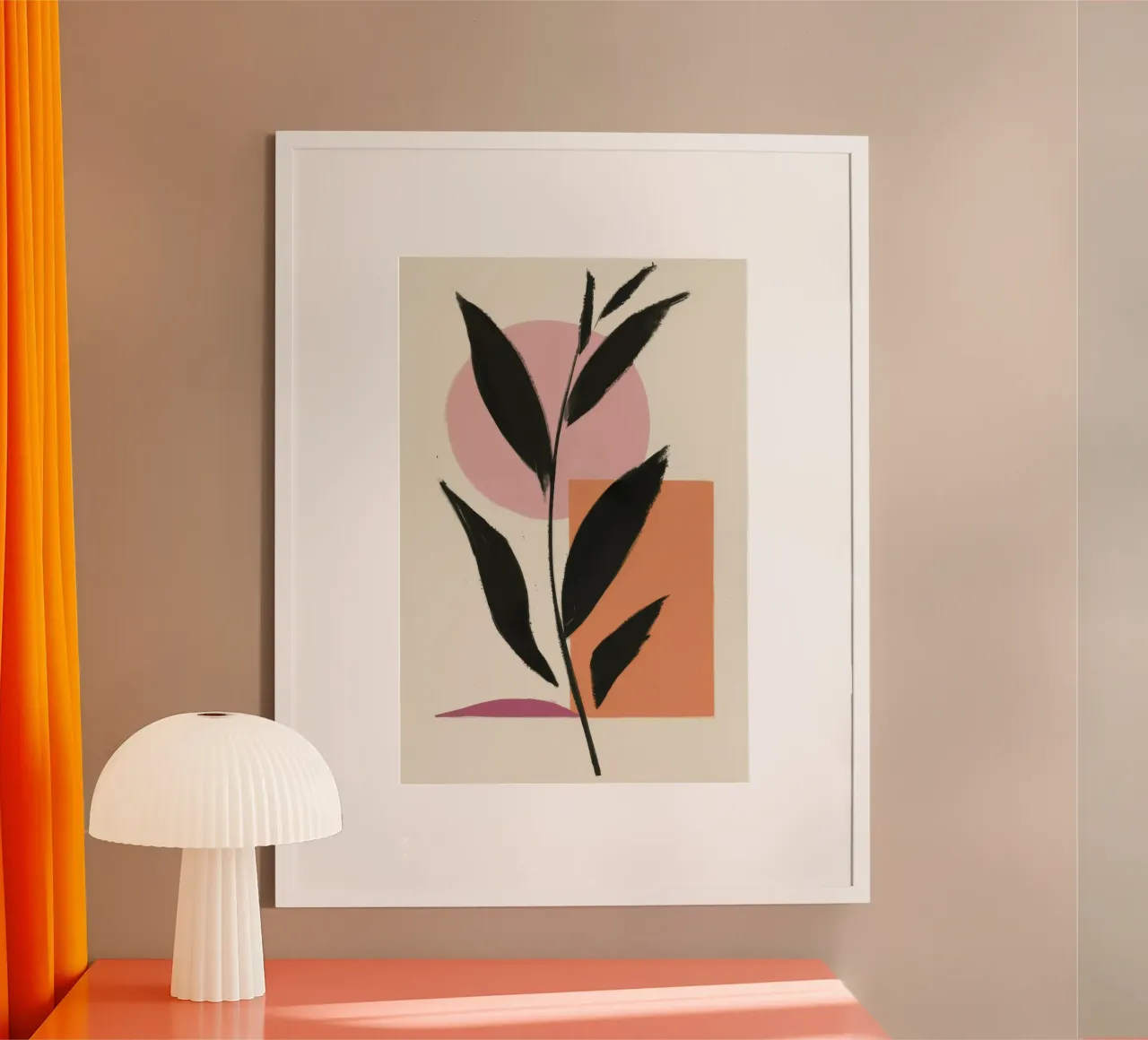 Solitudine minimalista delle foglie poster con telaio in plastica da Terra Tone