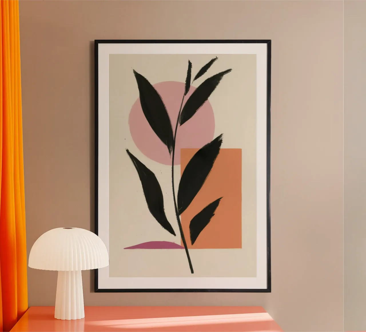Solitudine minimalista delle foglie poster con telaio in plastica da Terra Tone