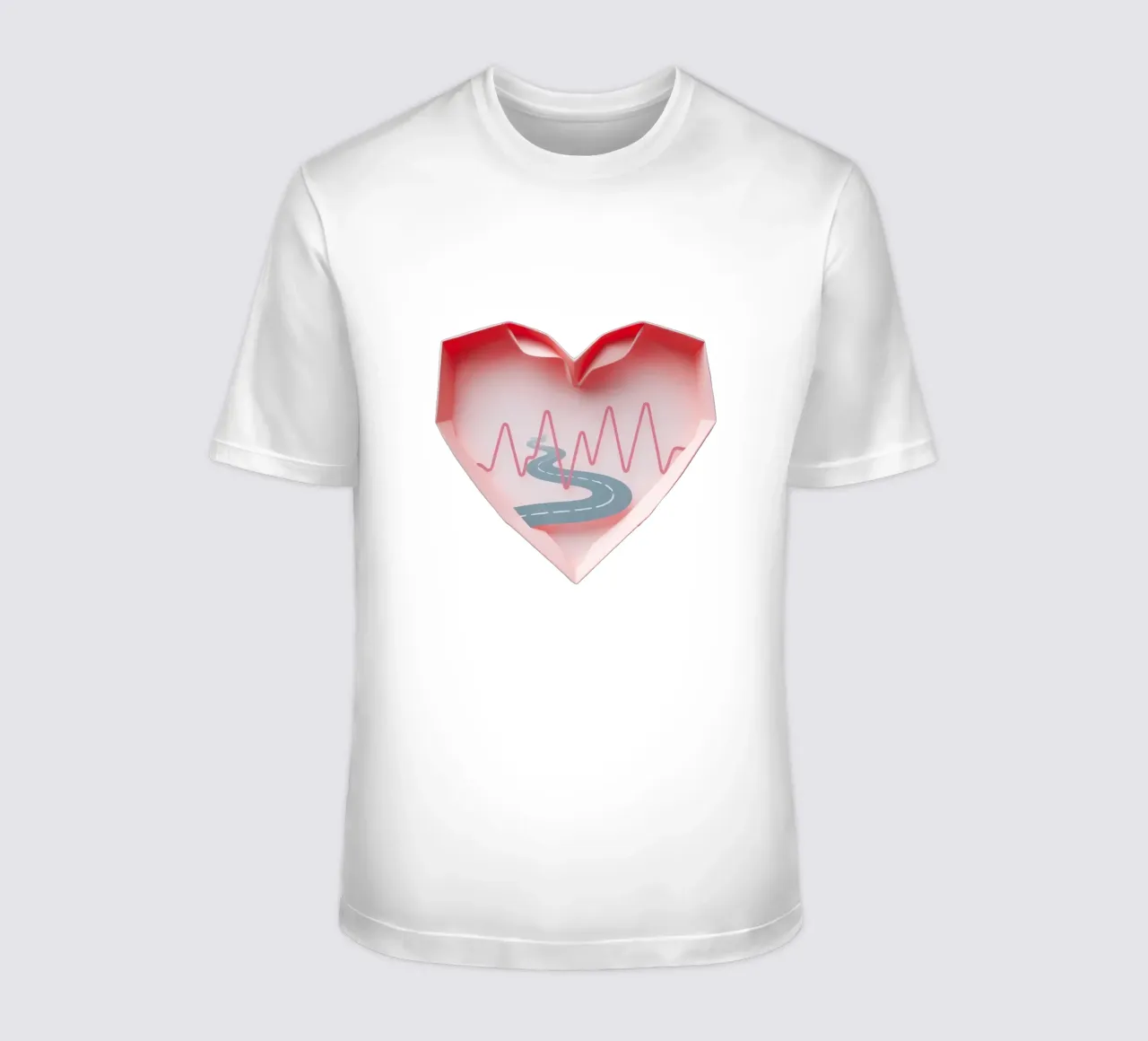 Design a forma di cuore con strada tortuosa e linea del polso t-shirt da DesignDoodle