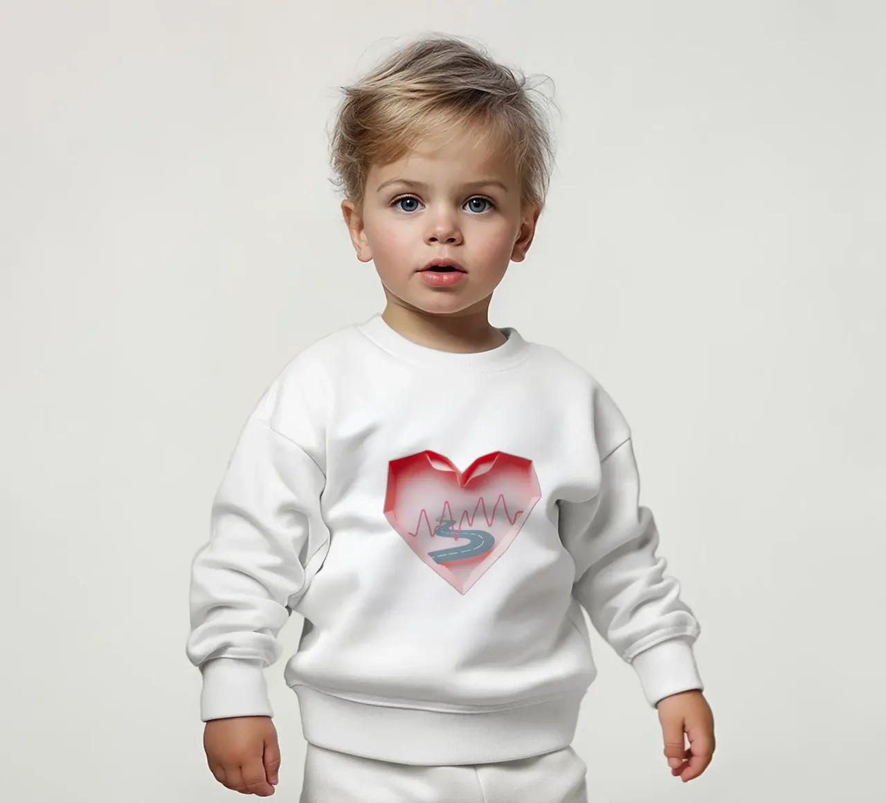 Design a forma di cuore con strada tortuosa e linea del polso felpa neonato da DesignDoodle
