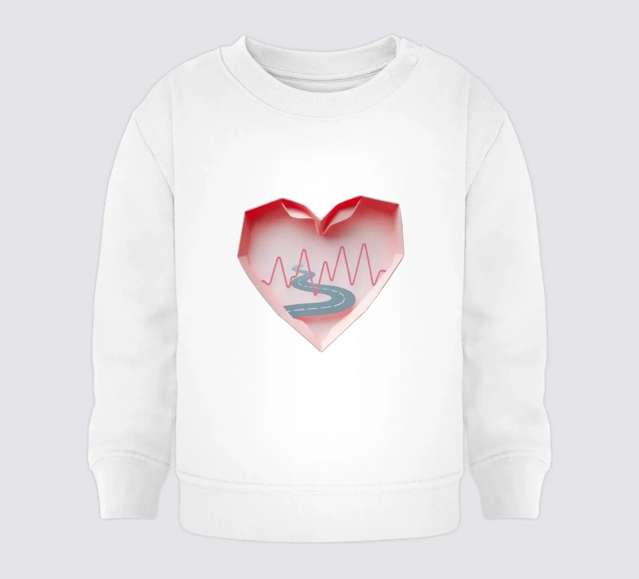 Design a forma di cuore con strada tortuosa e linea del polso felpa neonato da DesignDoodle