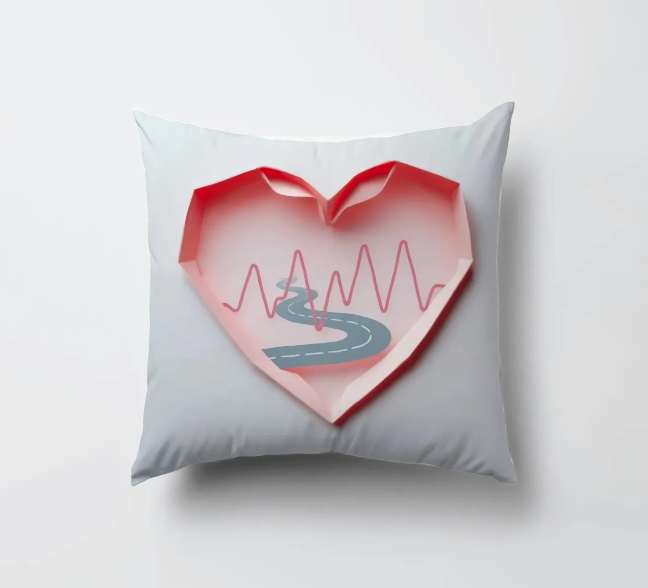 Design a forma di cuore con strada tortuosa e linea del polso cuscino da DesignDoodle