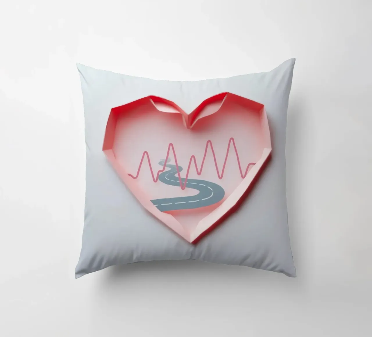 Design a forma di cuore con strada tortuosa e linea del polso cuscino da DesignDoodle