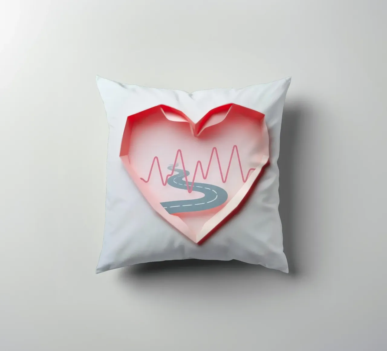 Design a forma di cuore con strada tortuosa e linea del polso cuscino da DesignDoodle
