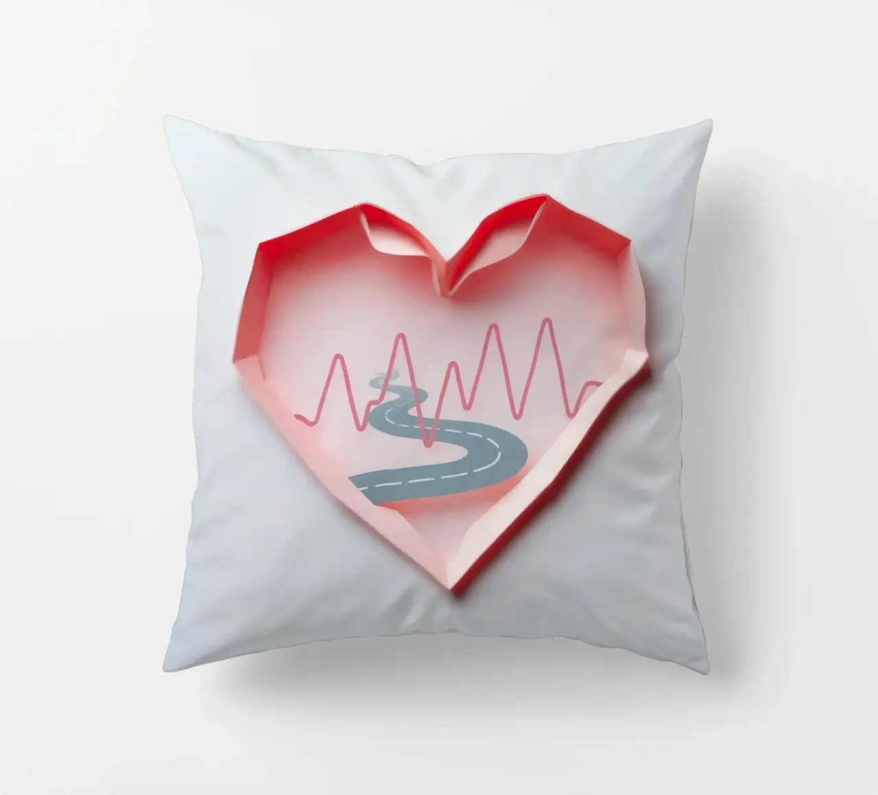 Design a forma di cuore con strada tortuosa e linea del polso cuscino da DesignDoodle