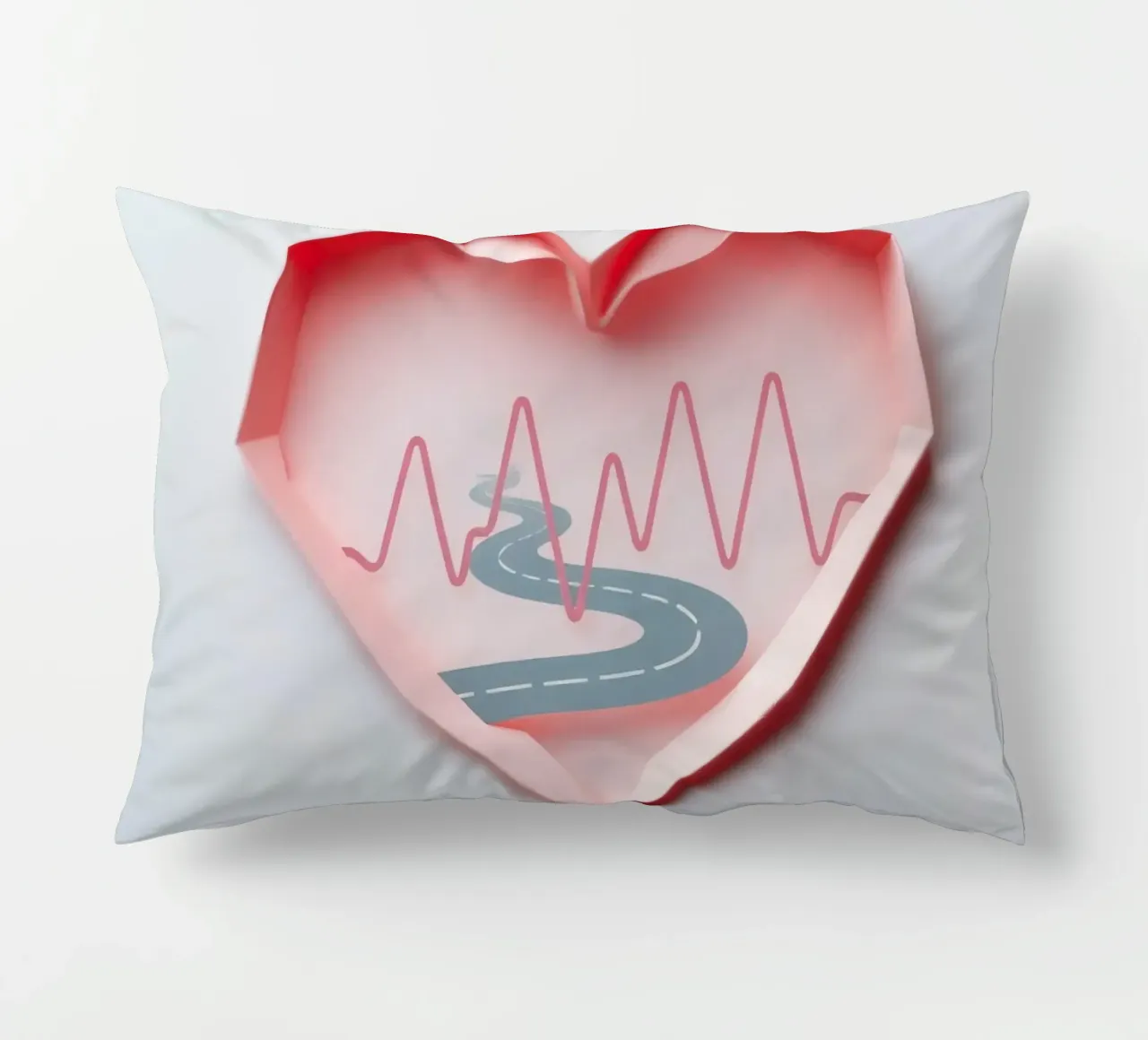 Design a forma di cuore con strada tortuosa e linea del polso cuscino da DesignDoodle