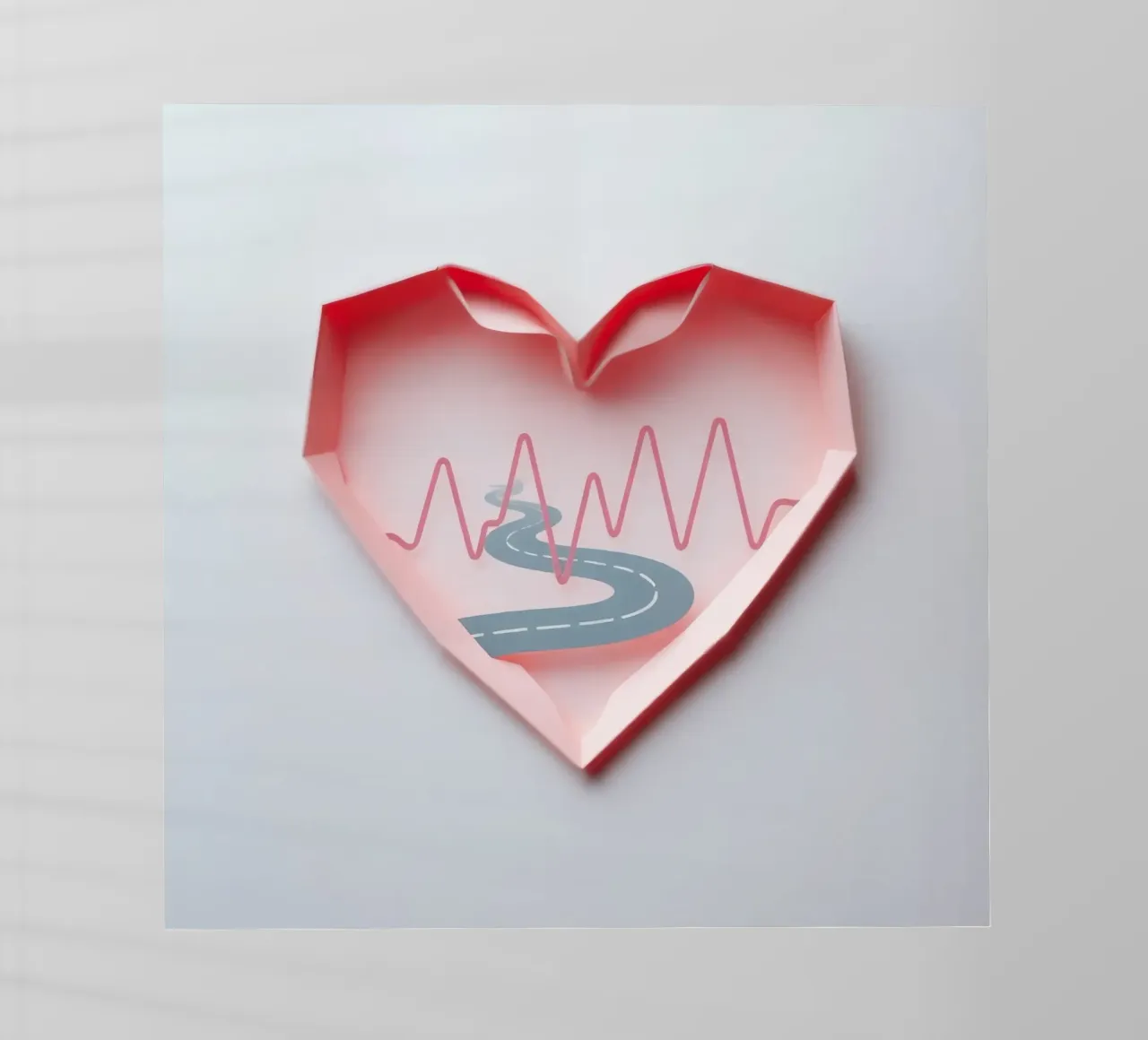 Design a forma di cuore con strada tortuosa e linea del polso pellicola backlit da DesignDoodle