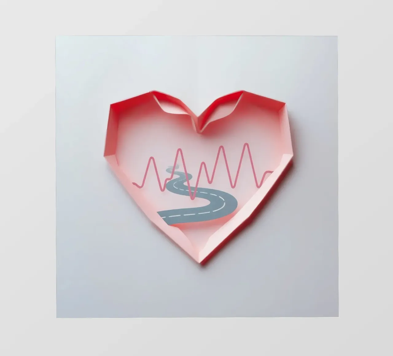 Design a forma di cuore con strada tortuosa e linea del polso pellicola backlit da DesignDoodle